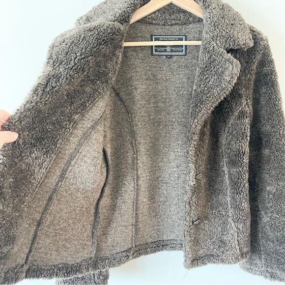 True Grit Teddy Jacket Faux Fleece Button Front Pockets Lightweight size M Brown - Picture 4 of 8
